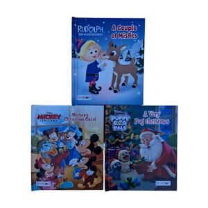 Rudolph Mickey Puppy Dog Pals Christmas Lot of 3 Bendon Hardcover Kids Books